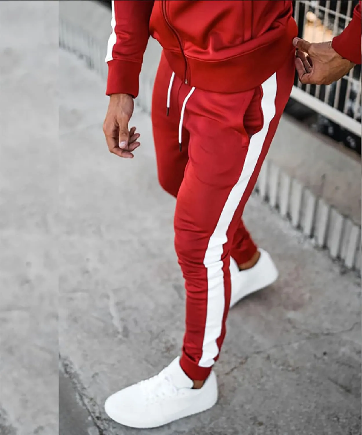 Men's Hooded Sportswear Suit long Sleeve Full Zipper Two-piece Suit Suitable for Running, Jogging, Sports Suit