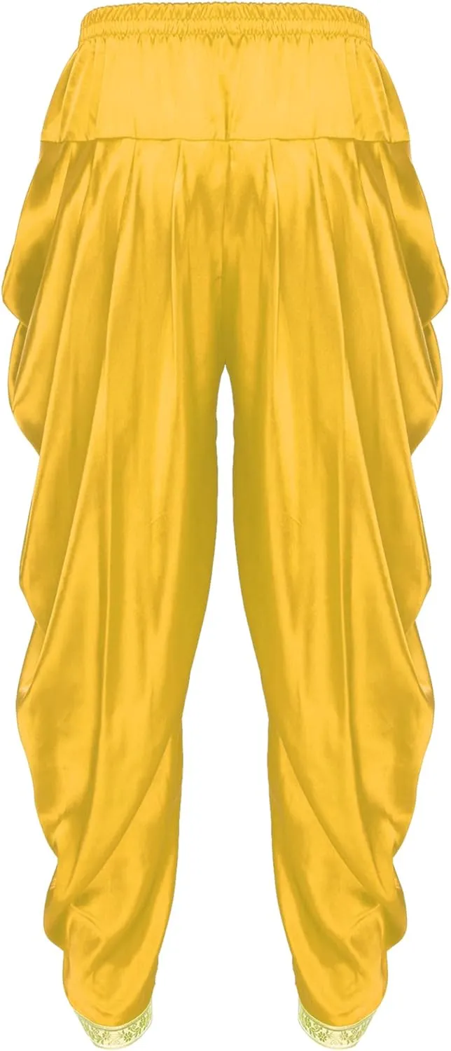Mens Satin Harem Pants Casual Elastic Waist Pants Baggy Boho Summer Beach Dhoti Trousers