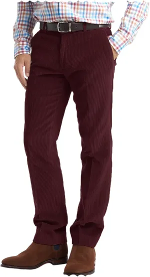 Men's Slim Fit Flat Front Corduroy Dress Pants for Work to Weekend
