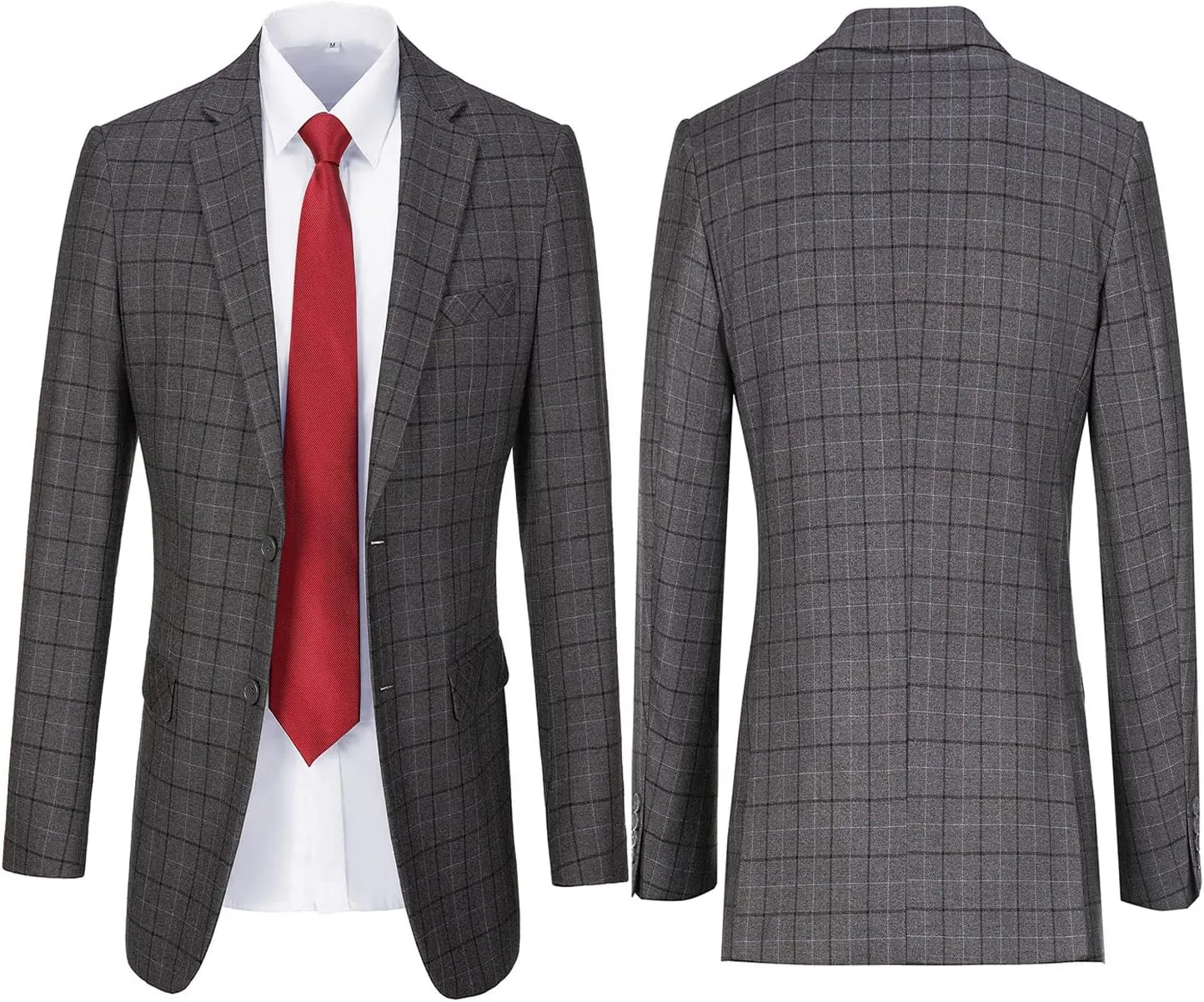 Mens Suit Plaid Slim Fit 3 Pieces Checked Casual Tuxedo Formal Suits for Men Wedding Business Party Blazer Vest Pants Set
