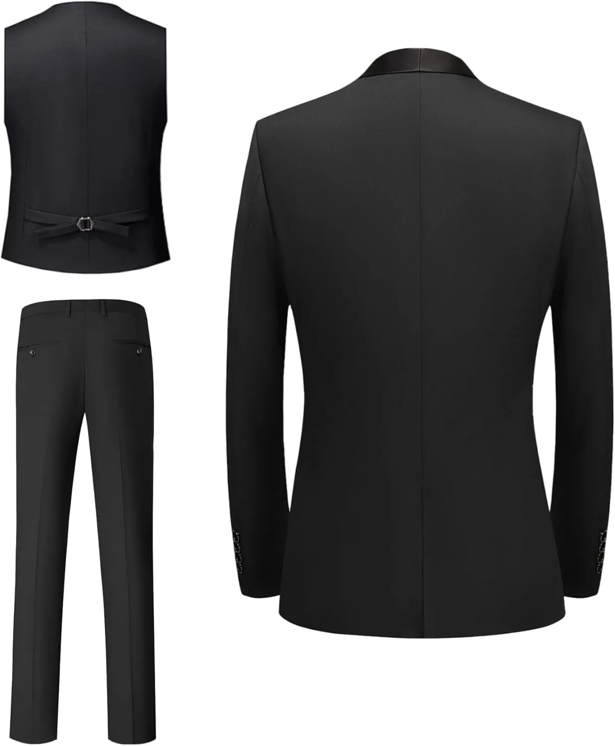 Mens Suit Set 4 Piece Suit Slim Fit Tuxedo Jacket Vest and Pants Set Wedding Suit for Prom Party Dinner with One Bow-tie