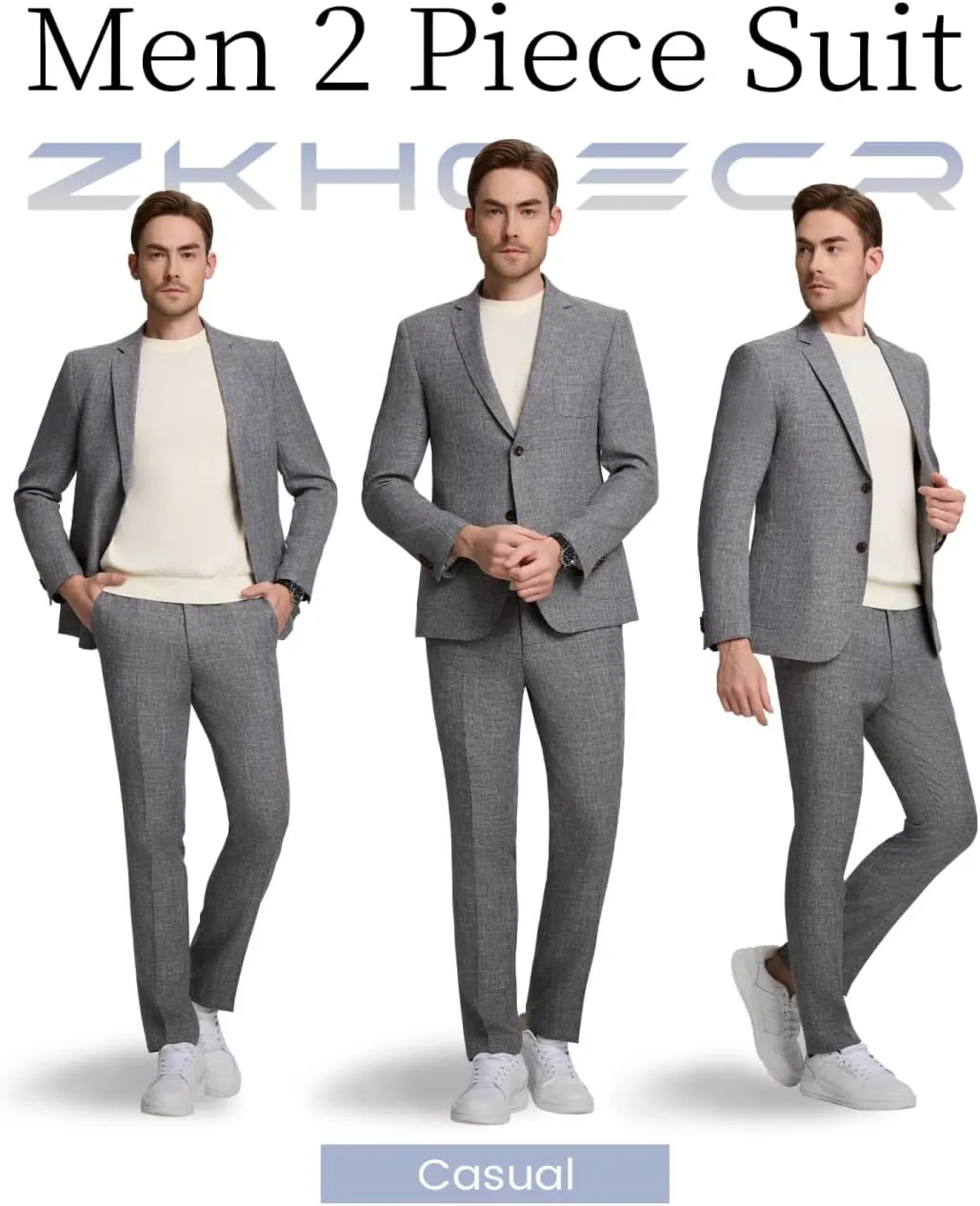 Men's Suit Slim Fit 2 Piece Suits for Wedding Prom Casual Suit Jacket Pants Lightweight Tuxedo Suits