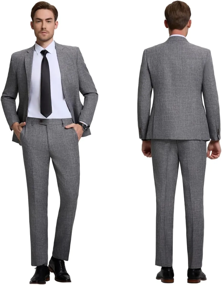 Men's Suit Slim Fit 2 Piece Suits for Wedding Prom Casual Suit Jacket Pants Lightweight Tuxedo Suits
