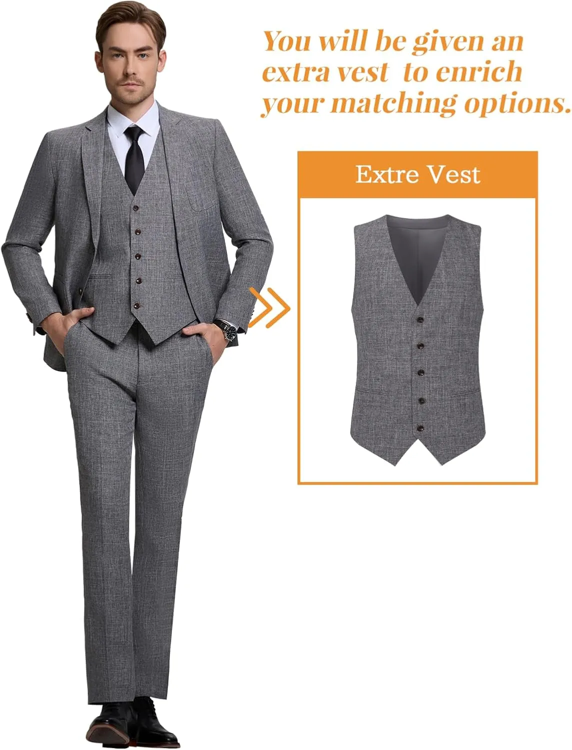 Men's Suit Slim Fit 2 Piece Suits for Wedding Prom Casual Suit Jacket Pants Lightweight Tuxedo Suits