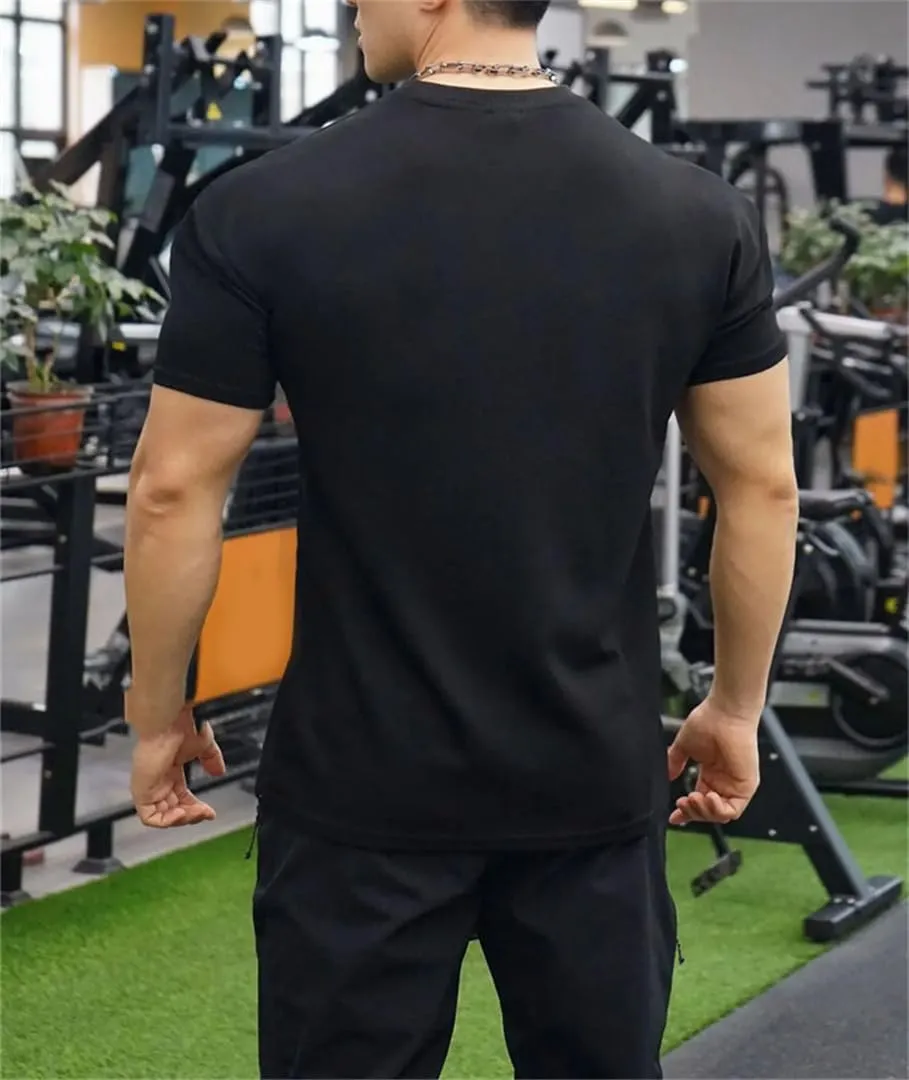 Mens Summer Fitness T Shirt Loose Fit High Elastic Ice Cool Quick Dry Sweat Absorption Short Sleeve Top
