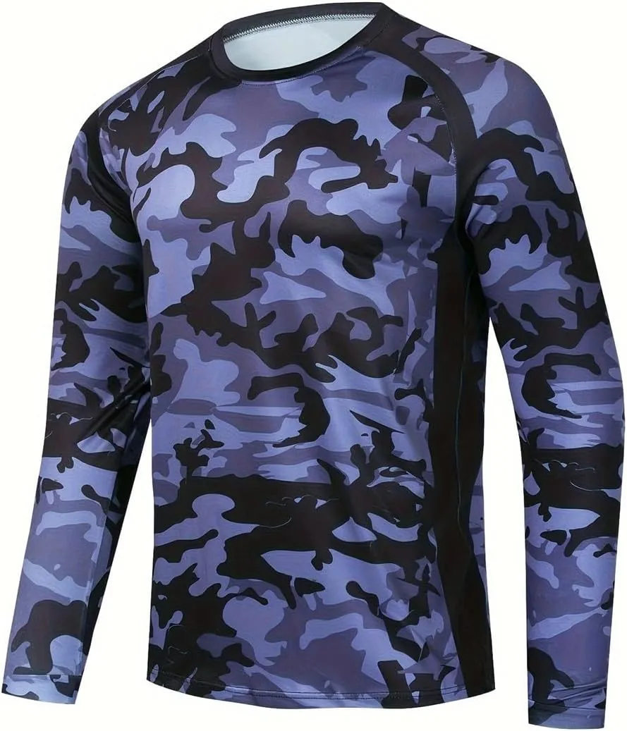 Men's Sunscreen Shirt UV-Resistant Fishing Shirt Rash-Resistant Quick Dry Moisture Absorption Long Sleeves