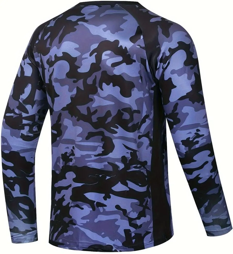 Men's Sunscreen Shirt UV-Resistant Fishing Shirt Rash-Resistant Quick Dry Moisture Absorption Long Sleeves