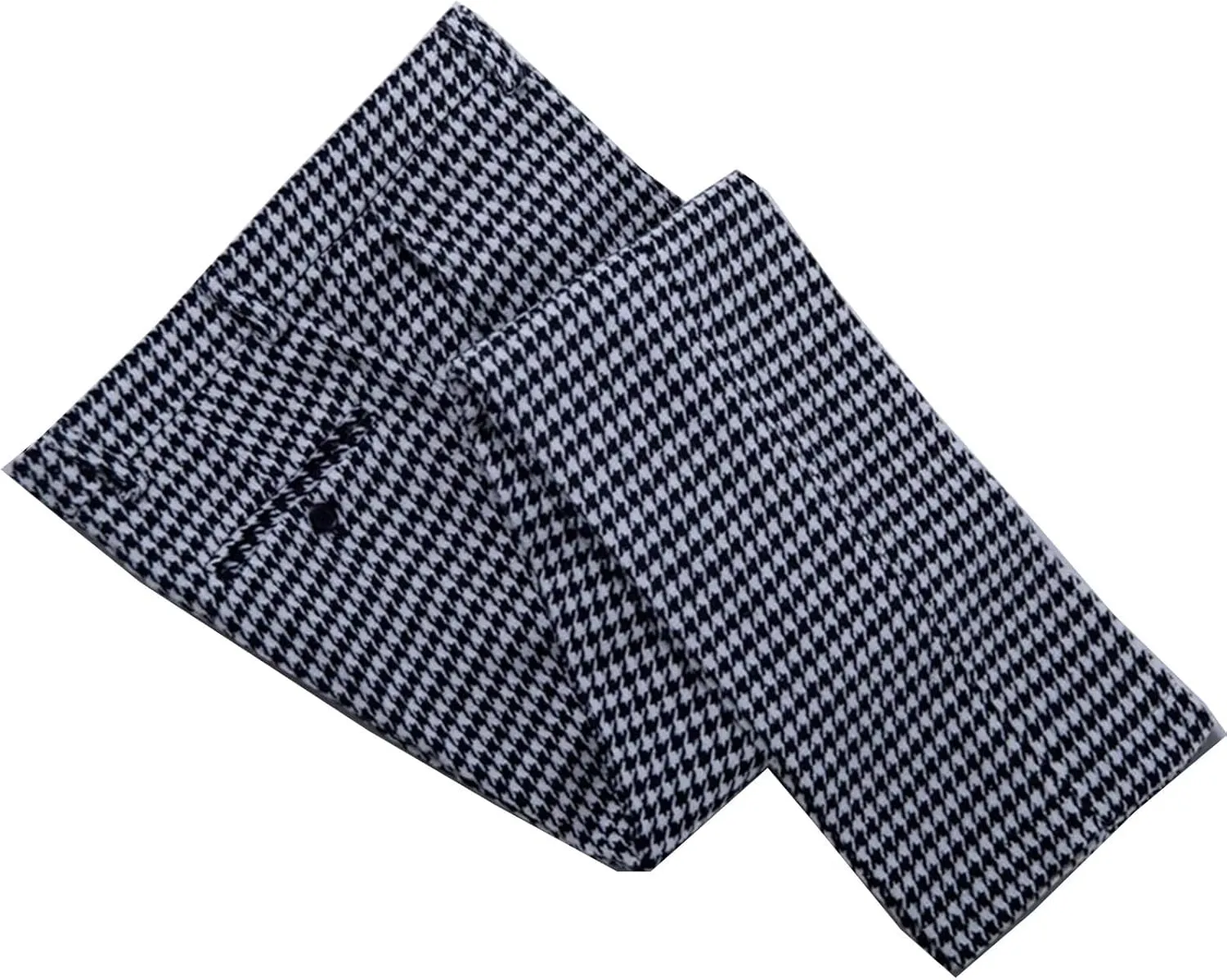 Mens Tweed Dress Pants Houndstooth Plaid Suit Trouser Regular Fit Stretch Wool Business Casual Pants Long for Men