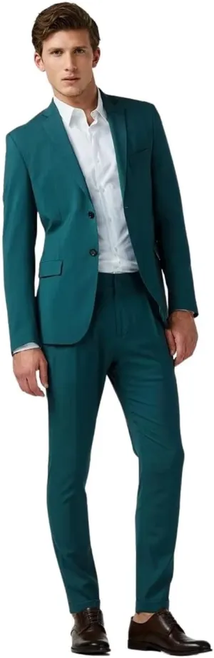 Men's Two Buttons Suit Notch Lapel Jacket Tuxedos Pants 2Pcs Set for Business Casual