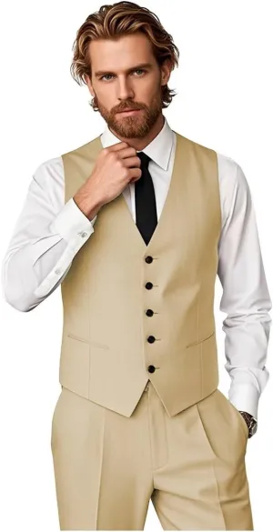 Mens Vest and Pants Suit Set Slim Fit 2 Piece Wedding Suits for Groomsmen Business Prom Homecoming Formal Set