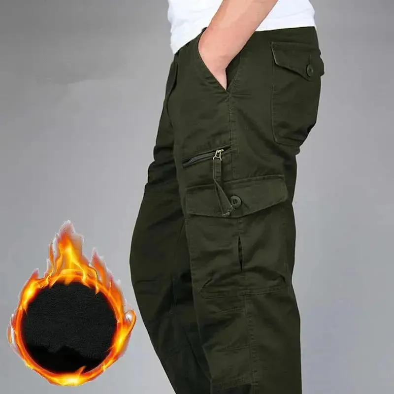 Men's Winter Warm Thick Pants Double Layer Fleece  Camouflage Tactical Cotton Long Trousers Men Baggy Cargo Pants