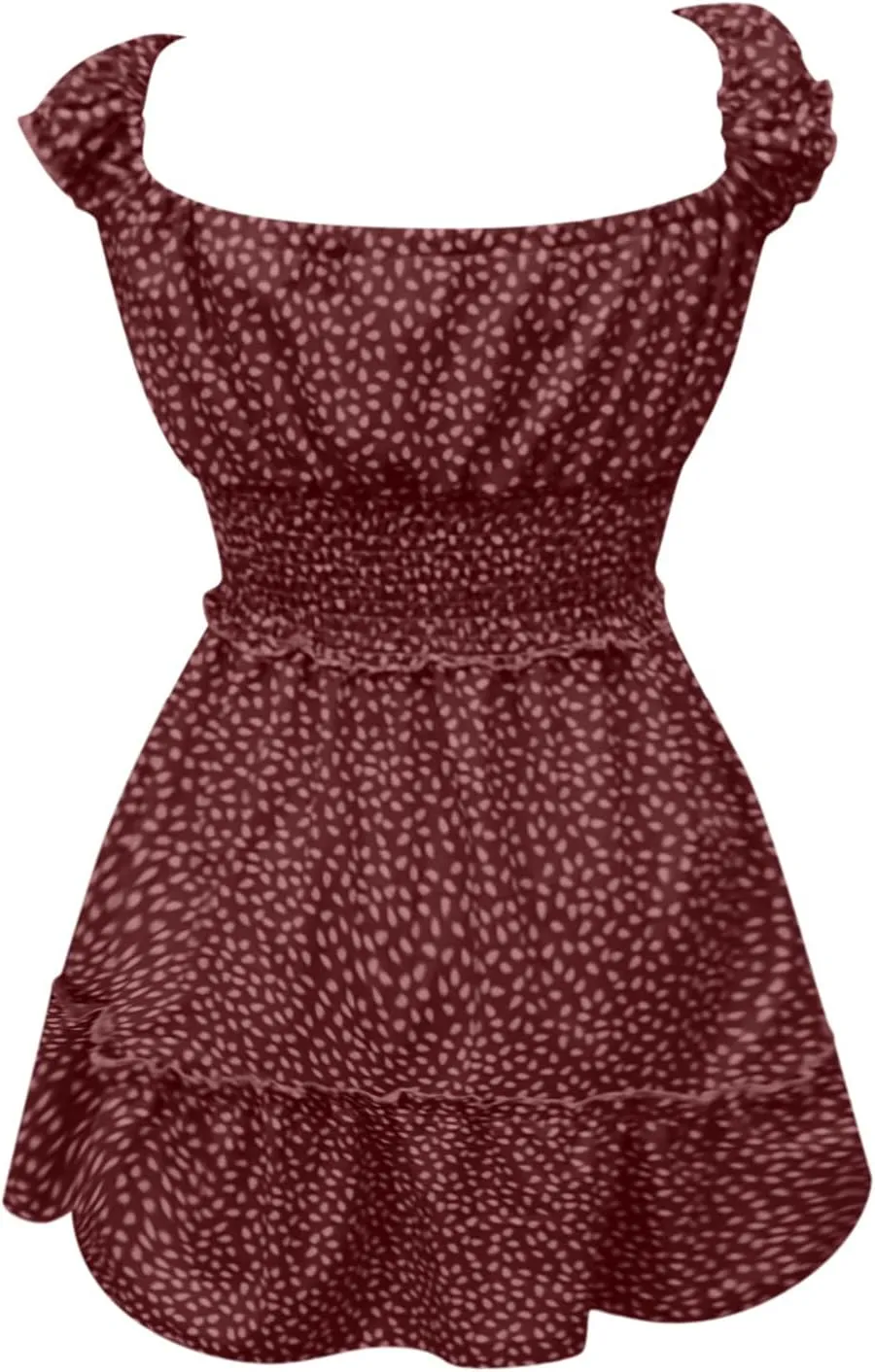Mini Dresses for Women Summer Casual Floral Boho Sundress Ruffle Short Sleeve Square Neck High Waist Party Sun Dresses