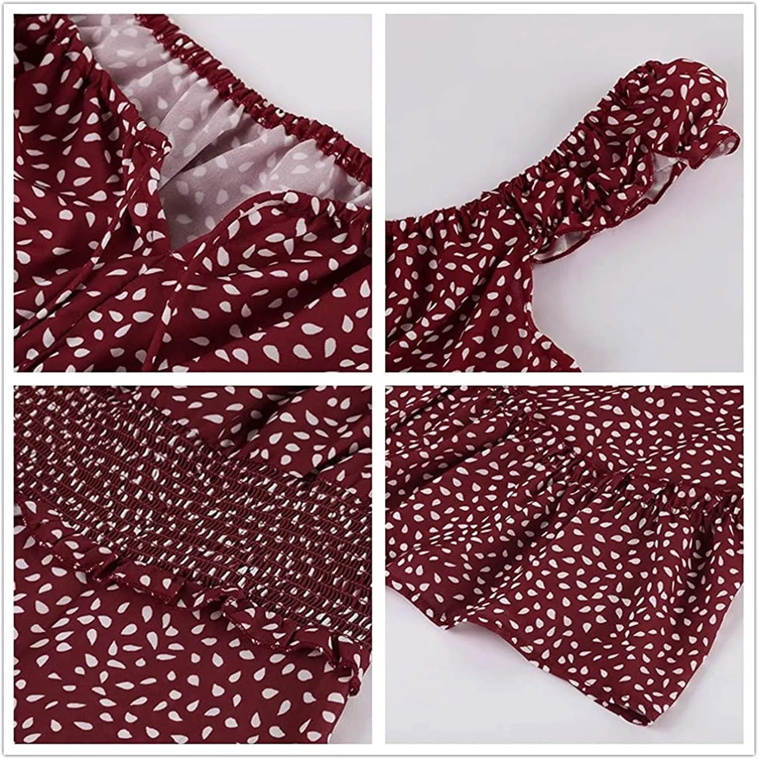 Mini Dresses for Women Summer Casual Floral Boho Sundress Ruffle Short Sleeve Square Neck High Waist Party Sun Dresses