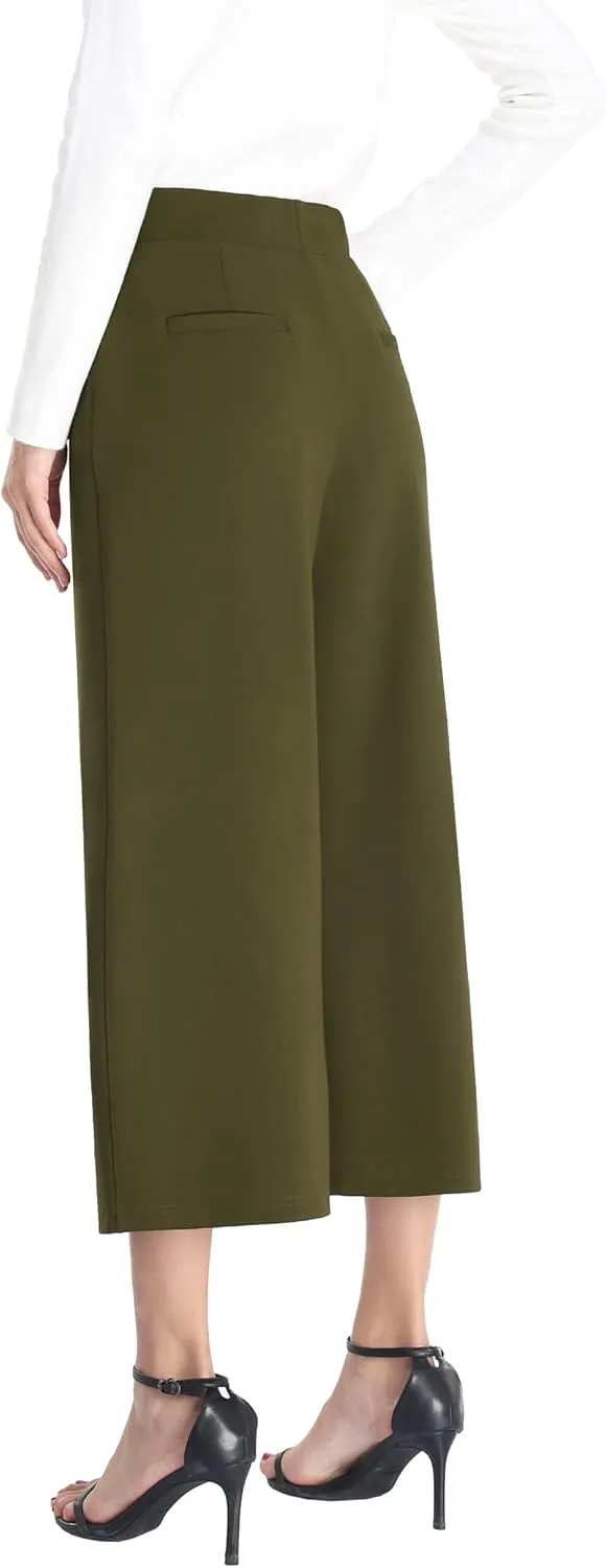 MISS MOLY Wide Leg Pants for Women Business Casual Crop Palazo Dress Pants Capris