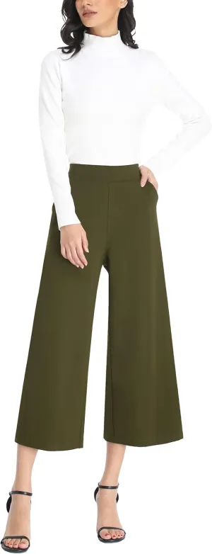 MISS MOLY Wide Leg Pants for Women Business Casual Crop Palazo Dress Pants Capris