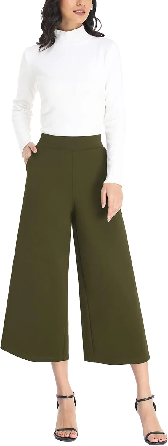 MISS MOLY Wide Leg Pants for Women Business Casual Crop Palazo Dress Pants Capris