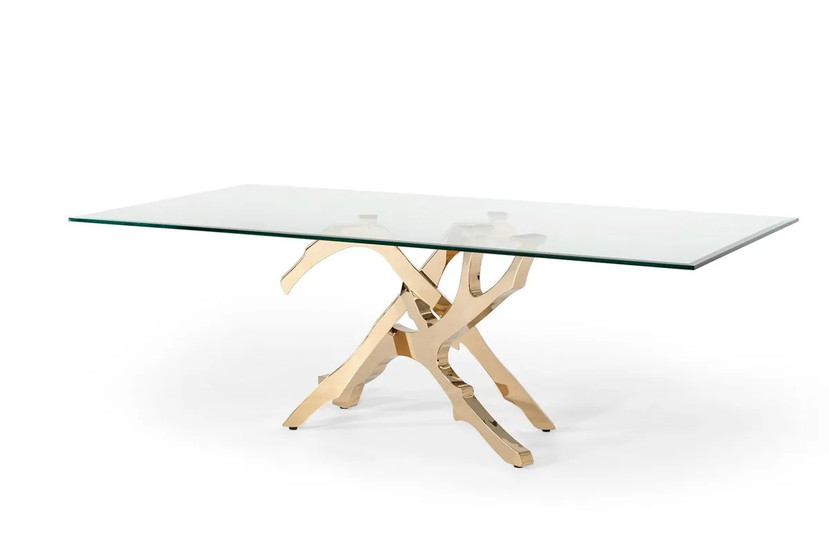 Modrest Legend Modern Glass & Gold Dining Table