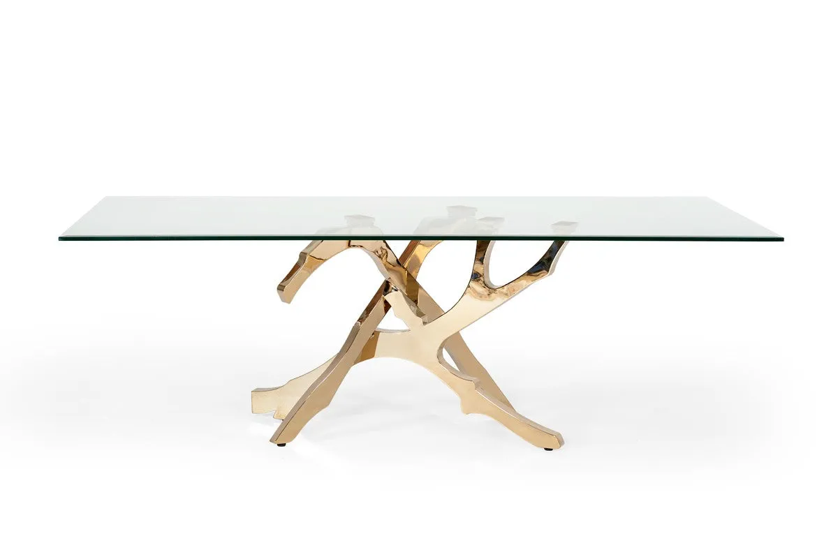 Modrest Legend Modern Glass & Gold Dining Table