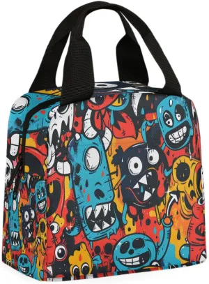 Monster Graffiti Lunch Bag Monster Tote Lunch Bag Reusable Lunch Box Leakproof Cooler Bag
