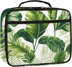 Monstera Deliciosa Square Lunch Bag Tropical plants Square Tote Lunch Bag Reusable Lunch Box Leakproof Cooler Bag