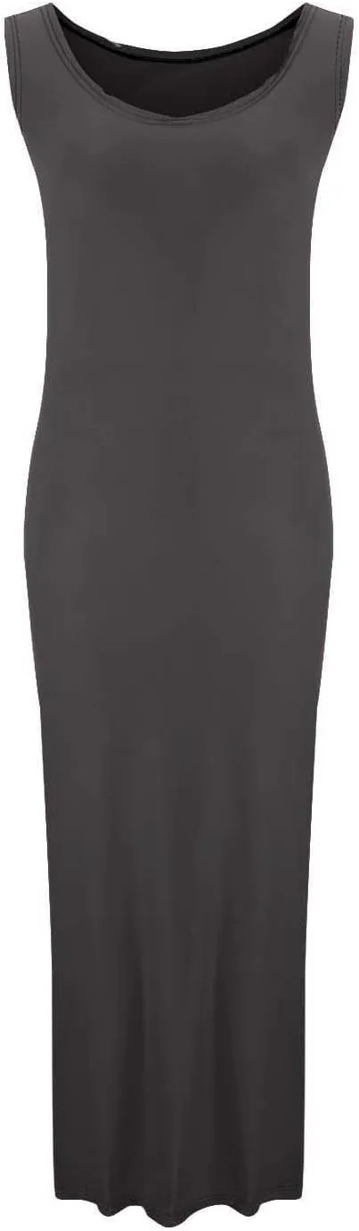 NaRHbrg Women's Sleeveless Maxi Dress Summer Casual Bodycon Tank Dress Stretchy Slim Fit Long Dresses for Party Evening Beach