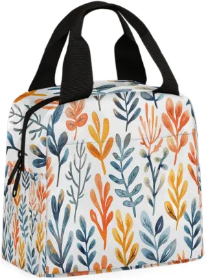 OColored Sseagras Lunch Bag Watercolor Coral Tote Lunch Bag Reusable Lunch Box Leakproof Cooler Bag