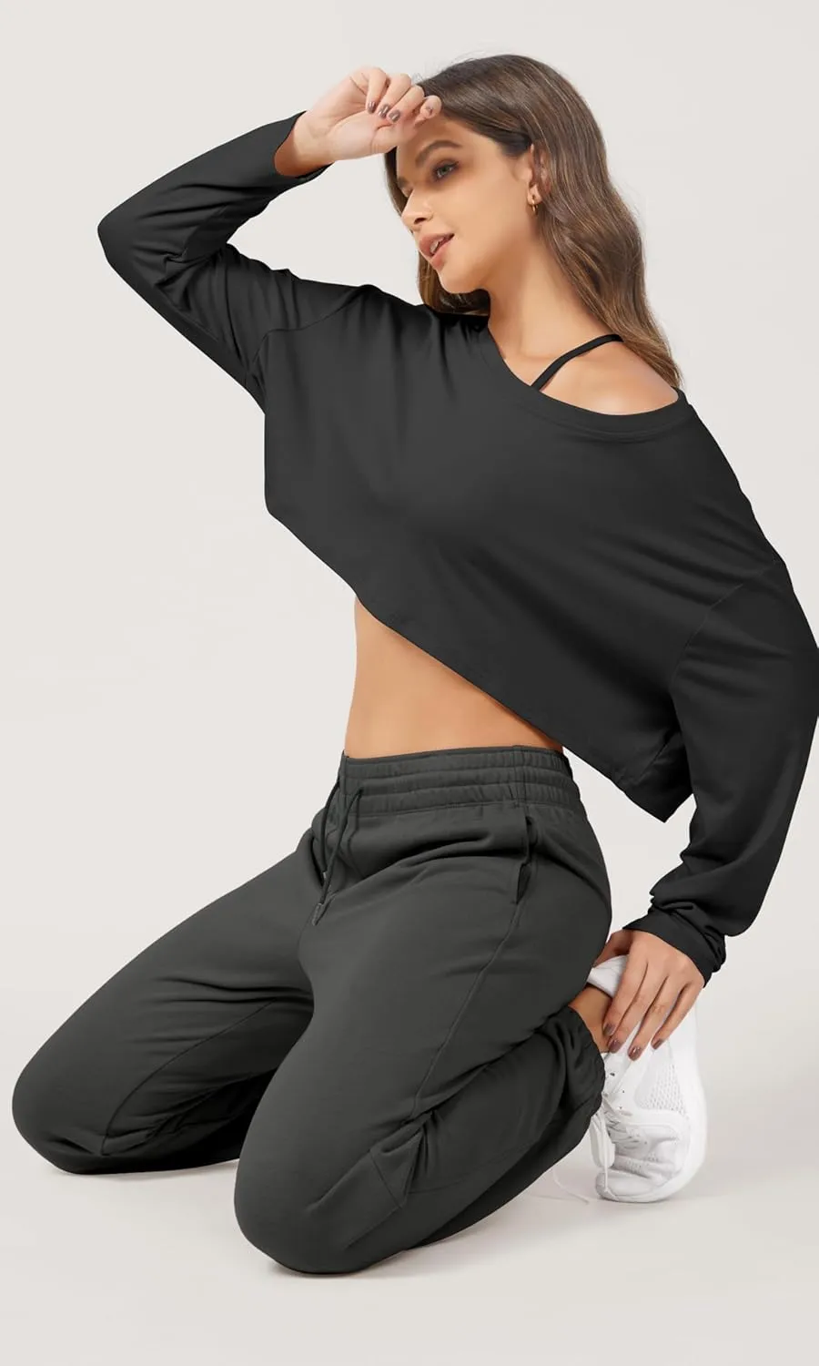 ODODOS Women's Sweatpants Cotton French Terry High Waist Drawstring Casual Lounge Pants with Pockets