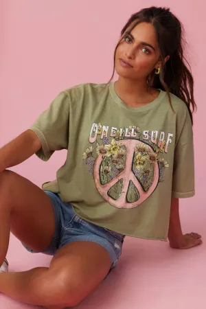 O`Neill PEACE FLOWER TEE - OIL GREEN