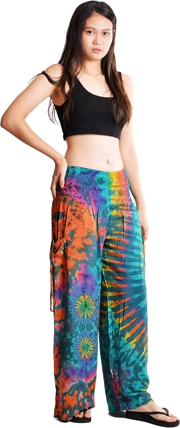 Orient Trail Women's Cold Dyed Wide Leg Palazzo Yoga Tie Dye Pants