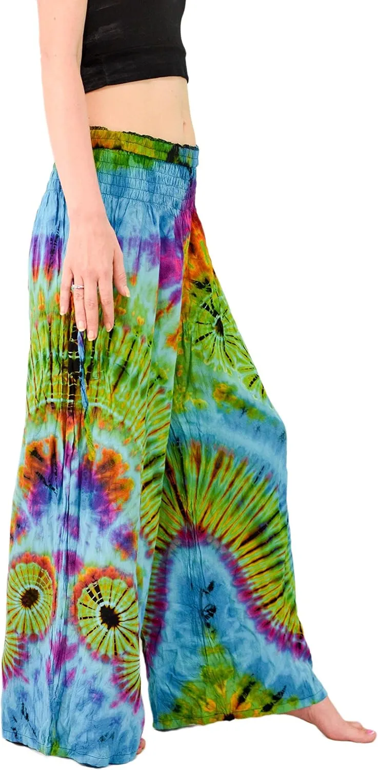 Orient Trail Women's Cold Dyed Wide Leg Palazzo Yoga Tie Dye Pants