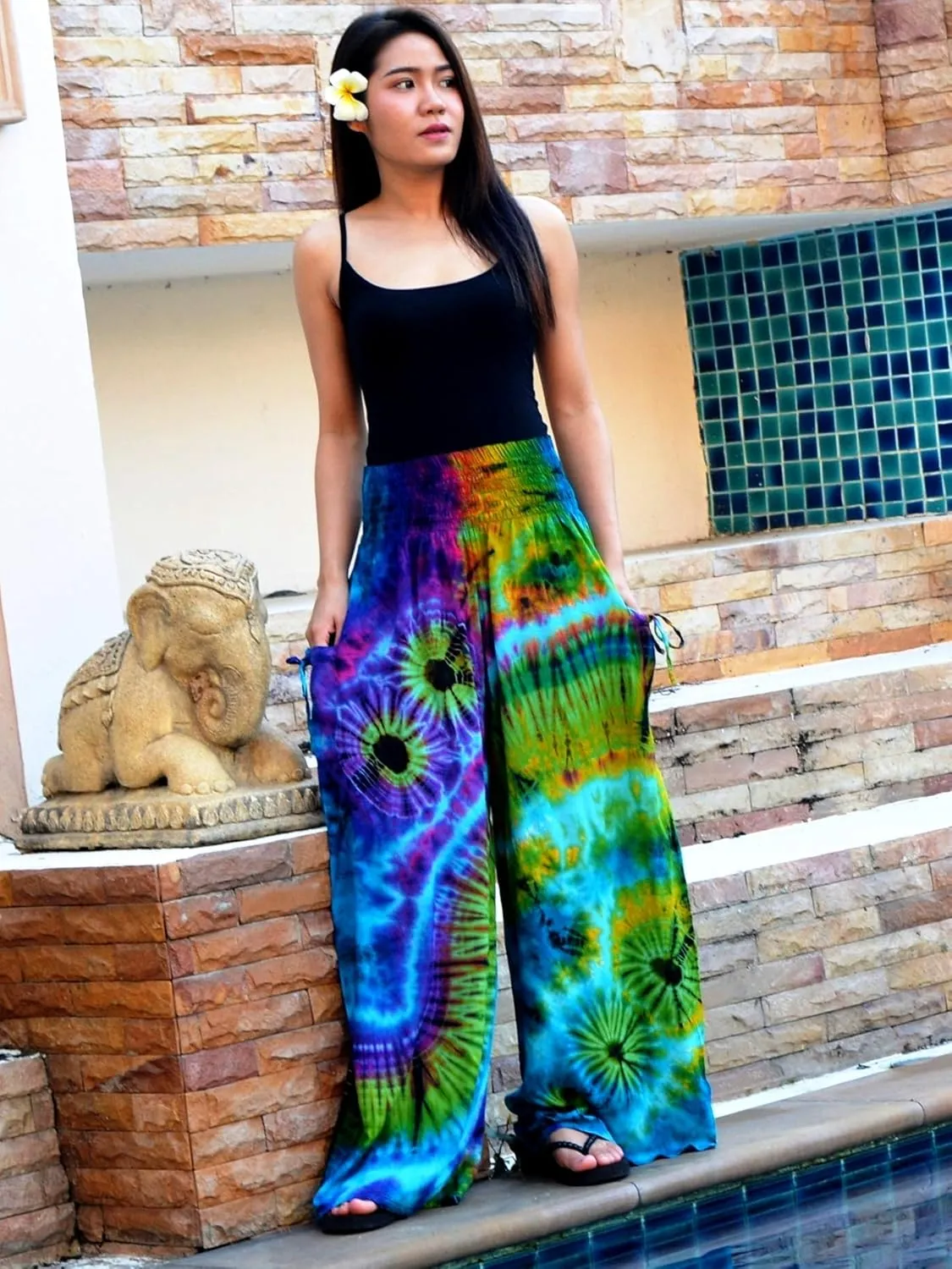 Orient Trail Women's Cold Dyed Wide Leg Palazzo Yoga Tie Dye Pants