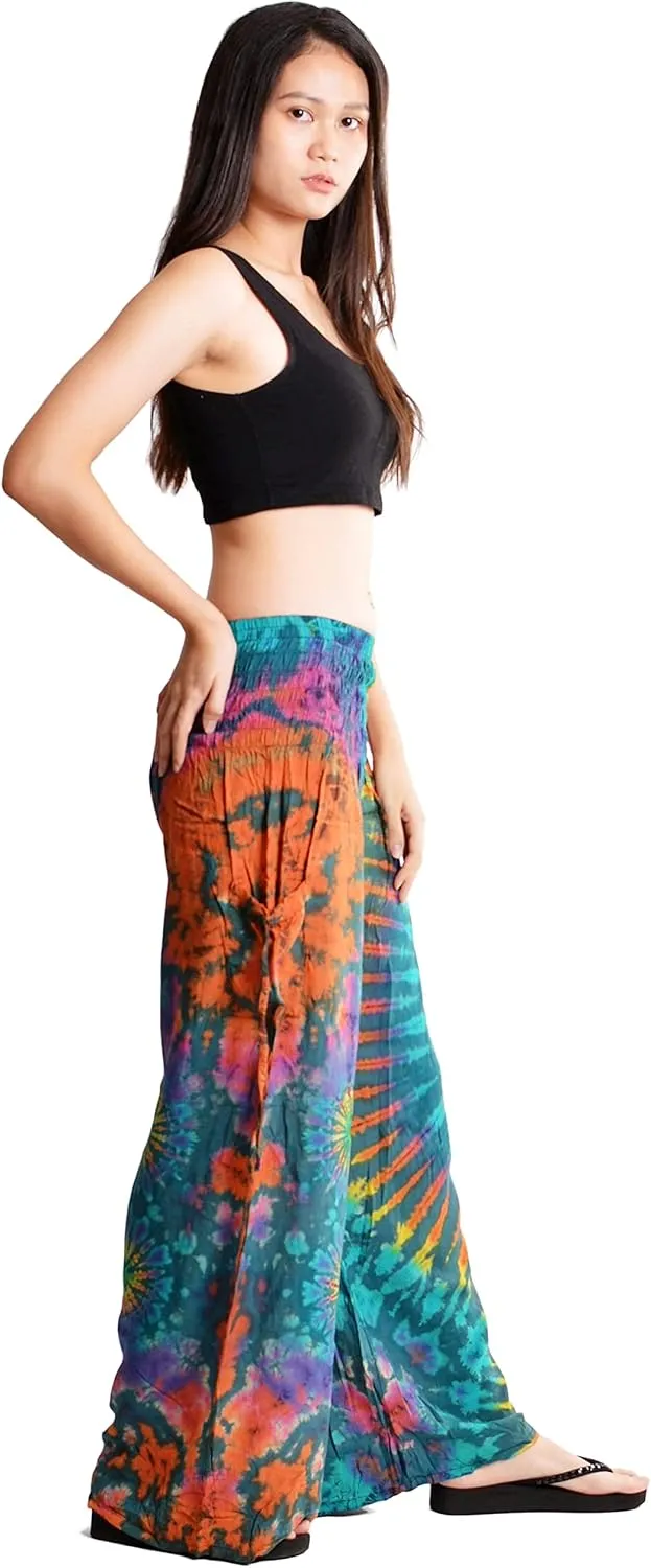 Orient Trail Women's Cold Dyed Wide Leg Palazzo Yoga Tie Dye Pants