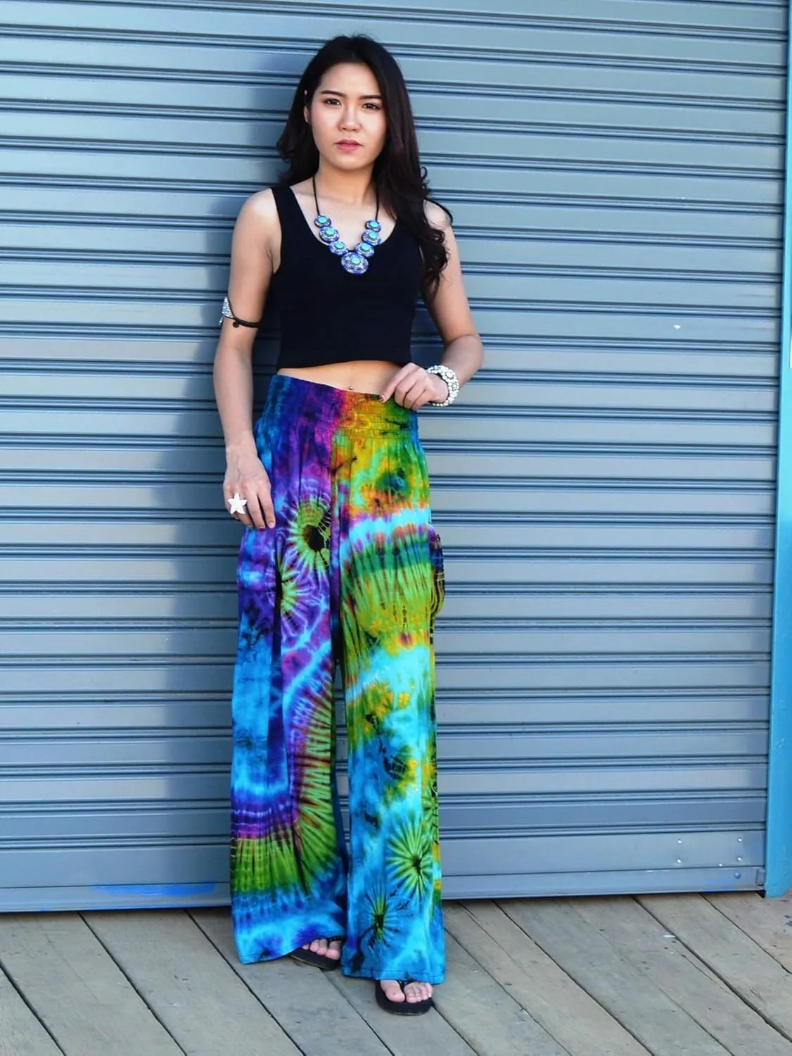Orient Trail Women's Cold Dyed Wide Leg Palazzo Yoga Tie Dye Pants