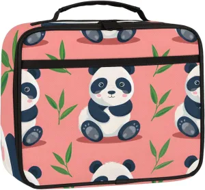 Panda Cute Square Lunch Bag Cute Panda Square Tote Lunch Bag Reusable Lunch Box Leakproof Cooler Bag