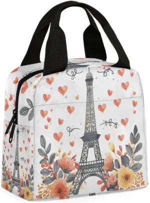 Paris Eiffel Tower Lunch Bag Flower Paris Theme Tote Lunch Bag Reusable Lunch Box Leakproof Cooler Bag