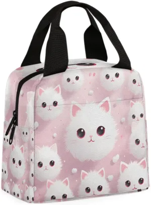 Pets Cats Lunch Bag Cute Cat Tote Lunch Bag Reusable Lunch Box Leakproof Cooler Bag