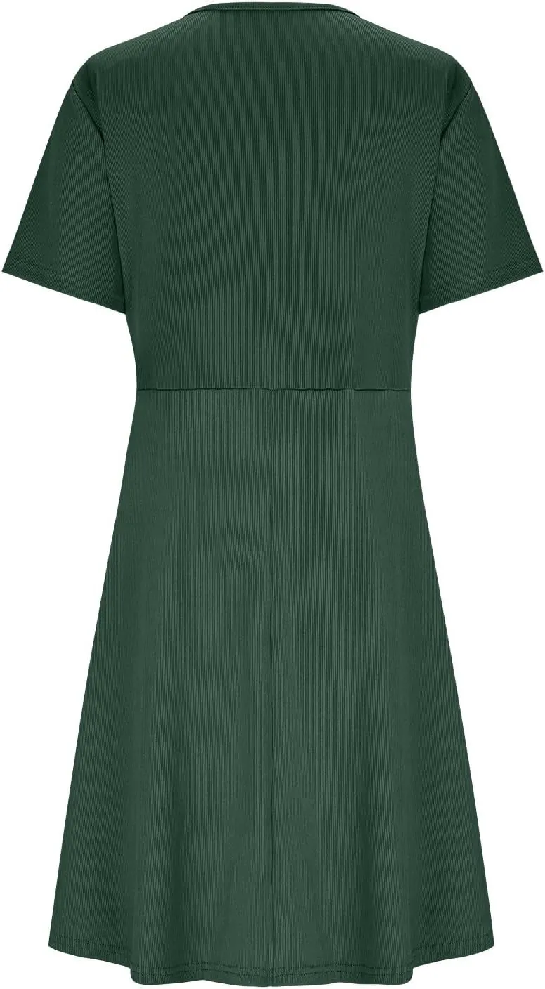 Plus Size Summer Dresses for Curvy Women Front Twist Knotted V Neck Ruched Midi Dress Evening Dress Gowns