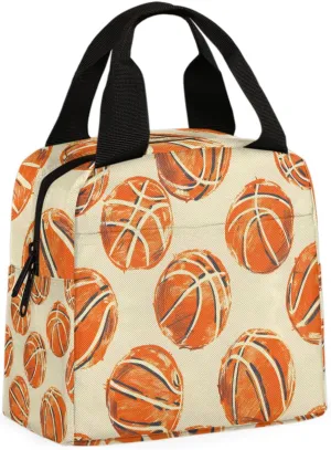 Premier Basketball Lunch Bag Cartoon Basketball Tote Lunch Bag Reusable Lunch Box Leakproof Cooler Bag