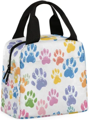Puppy Paw Print Lunch Bag Puppy Themed Tote Lunch Bag Reusable Lunch Box Leakproof Cooler Bag