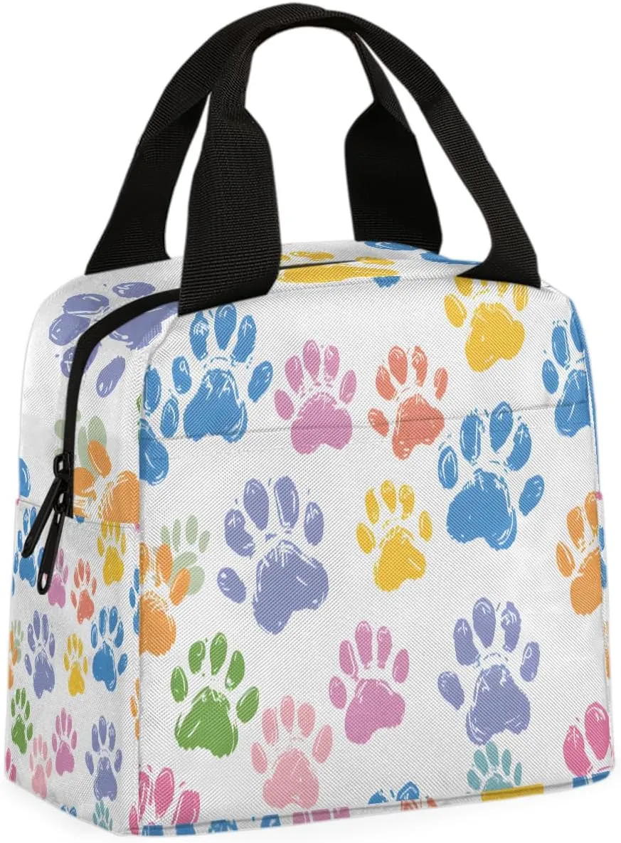Puppy Paw Print Lunch Bag Puppy Themed Tote Lunch Bag Reusable Lunch Box Leakproof Cooler Bag