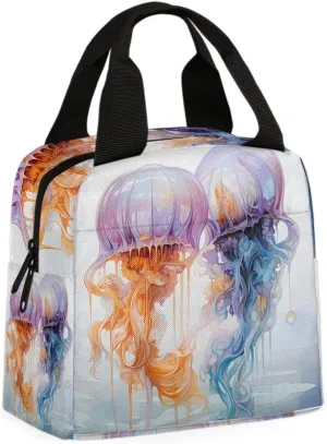 Purple Jellyfish Lunch Bag Jellyfish Tote Lunch Bag Reusable Lunch Box Leakproof Cooler Bag