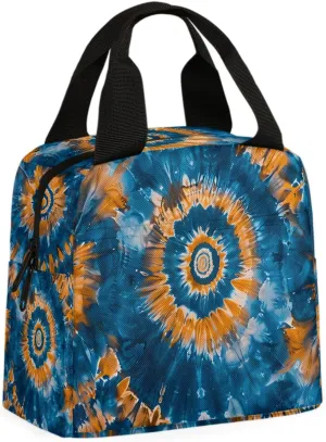 Purple Tie Dye Lunch Bag Vintage Tie Dye Tote Lunch Bag Reusable Lunch Box Leakproof Cooler Bag