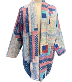 QUILT COAT BLUE LOG CABIN