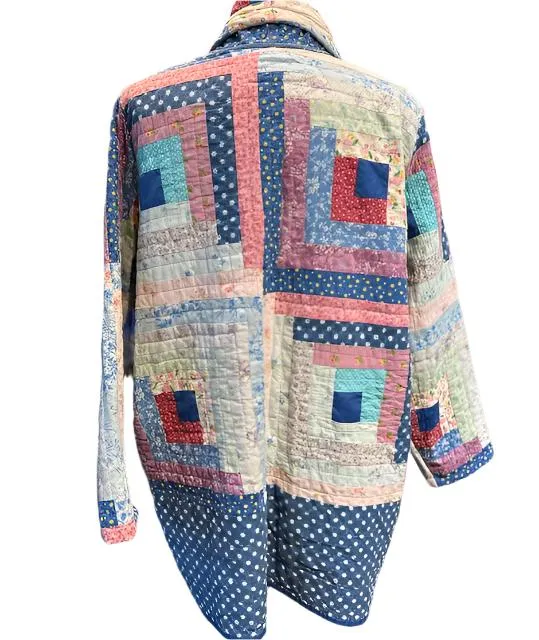 QUILT COAT BLUE LOG CABIN
