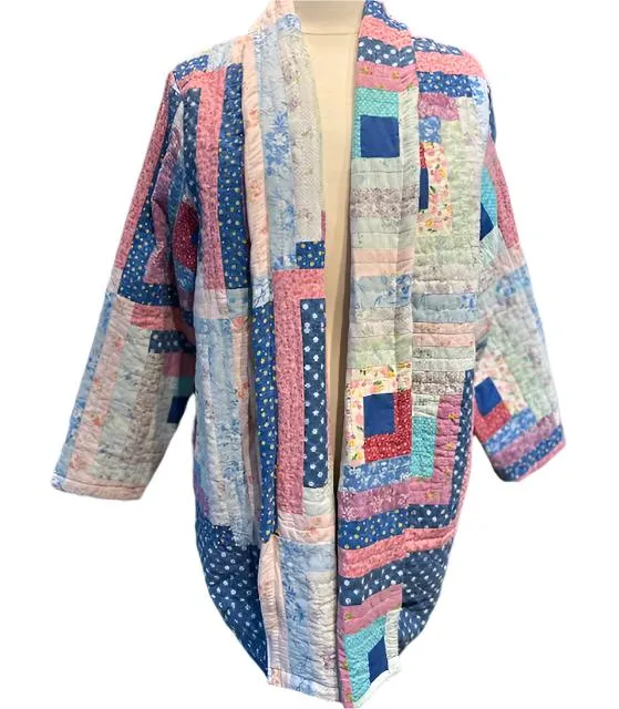 QUILT COAT BLUE LOG CABIN