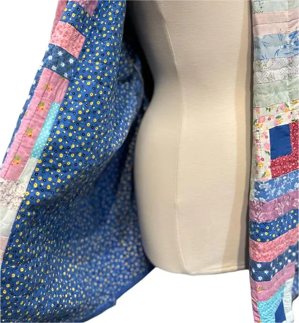 QUILT COAT BLUE LOG CABIN