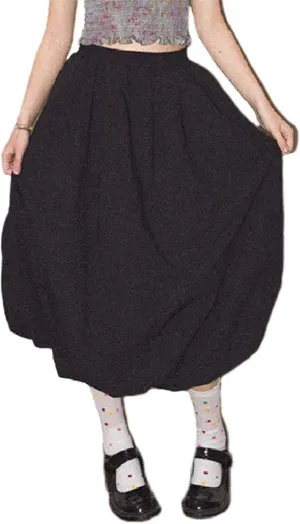 Raruxxin Women Y2k Bubble Maxi Skirt Elastic Low Waist Pleated Balloon Long Skirt Summer Ruffle Puffy Flowy Swing Midi Dress