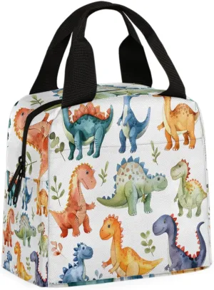 Retro Dinosaur Lunch Bag Colorful Dinosaurs Tote Lunch Bag Reusable Lunch Box Leakproof Cooler Bag