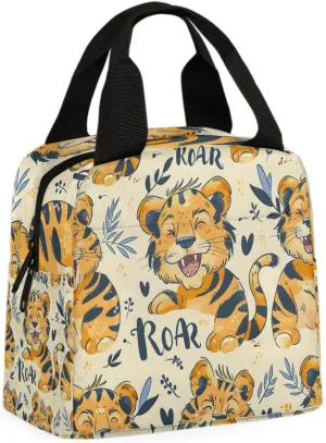Retro Tiger Lunch Bag Wildlife Tiger Tote Lunch Bag Reusable Lunch Box Leakproof Cooler Bag
