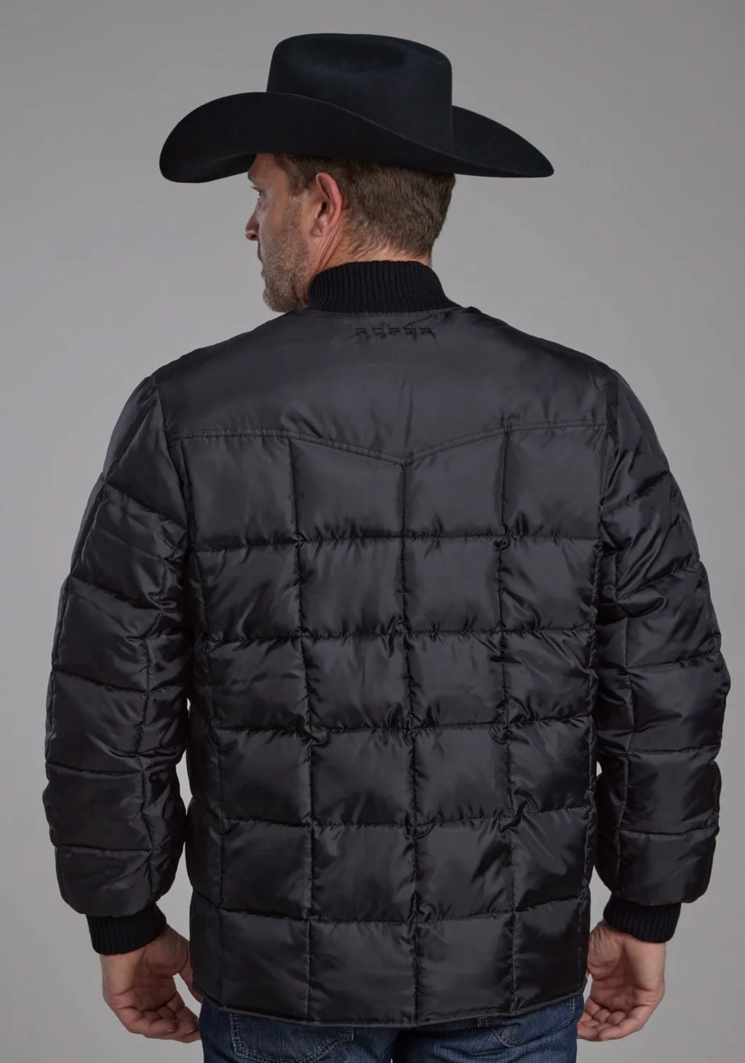 Roper Mens Insulated Western Black 100% Polyester Insulated Jacket